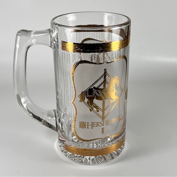 Vtg Hershey Park Carousel Horse Drinking Mug Glassware Barware Astar 22K Gold - Picture 5 of 14